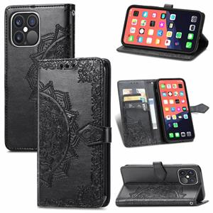 huismerk Voor iphone 13 pro mandala bloem reliëf horizontale flip lederen tas met houder en drie kaart slots & portemonnee & lanyard