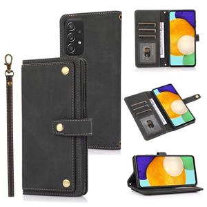 huismerk For Samsung Galaxy A52 5G / 4G PU + TPU Horizontal Flip Leather Case with Holder & Card Slot & Wallet & Lanyard(Black)