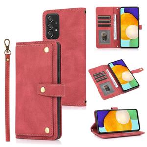 huismerk For Samsung Galaxy A52 5G / 4G PU + TPU Horizontal Flip Leather Case with Holder & Card Slot & Wallet & Lanyard(Wine Red)