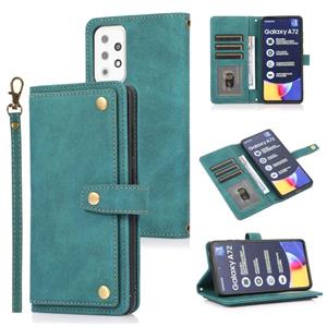 huismerk Voor Samsung Galaxy A72 5G / 4G PU + TPU horizontale flip lederen hoesje met houder kaartsleuf & portemonnee & lanyard (lake blue)