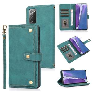 huismerk For Samsung Galaxy Note20 PU + TPU Horizontal Flip Leather Case with Holder & Card Slot & Wallet & Lanyard(Lake Blue)