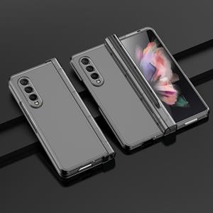 huismerk For Samsung Galaxy Z Fold3 5G Pen Slot Oil-sprayed PC+Tempered Film Phone Case(Grey)