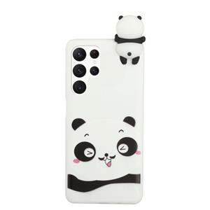 huismerk Voor Samsung Galaxy S22 Ultra 5G Shockproof Cartoon TPU Telefoonhoes (Verlegen Panda)