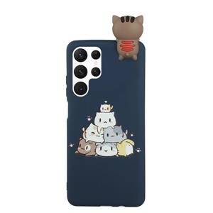 huismerk Voor Samsung Galaxy S22 Ultra 5G Shockproof Cartoon TPU Telefoonhoes (gestapelde katten)