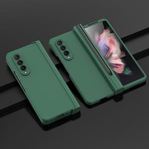 huismerk For Samsung Galaxy Z Fold3 5G Pen Slot Oil-sprayed PC+Tempered Film Phone Case(Green)