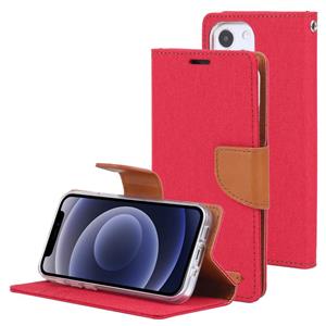 GOOSPERY CANVAS DIARY Canvas Texture Horizontal Flip PU Leather Case with Holder & Card Slots & Wallet For iPhone 13 mini(Red)