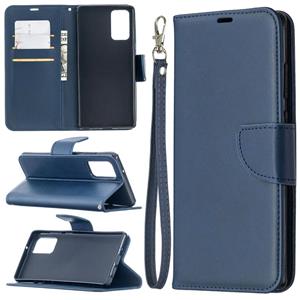 huismerk Voor Samsung Galaxy Note 20 Retro Lambskin Texture Pure Color Horizontale Flip PU Lederen Case met Holder & Card Slots & Wallet & Lanyard(Blauw)