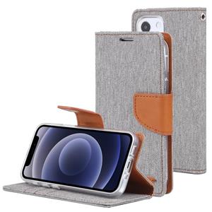 GOOSPERY CANVAS DIARY Canvas Texture Horizontal Flip PU Leather Case with Holder & Card Slots & Wallet For iPhone 13 mini(Grey)