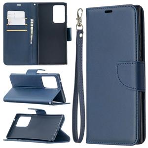 huismerk Voor Samsung Galaxy Note 20 Ultra Retro Lambskin Texture Pure Color Horizontale Flip PU Lederen Case met Holder & Card Slots & Wallet & Lanyard(Blauw