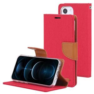 GOOSPERY CANVAS DIARY Canvas Texture Horizontal Flip PU Leather Case with Holder & Card Slots & Wallet For iPhone 13(Red)