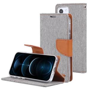 GOOSPERY CANVAS DIARY Canvas Texture Horizontal Flip PU Leather Case with Holder & Card Slots & Wallet For iPhone 13(Grey)