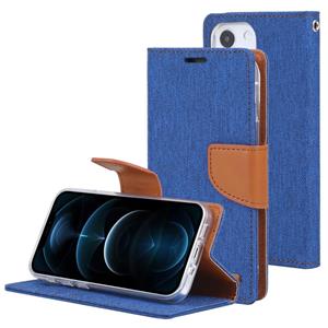 goospery Goosspery Canvas Diary Canvas Textuur Horizontale Flip PU Lederen Case met Houder & Card Slots & Portemonnee voor iPhone 13