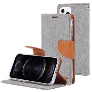 GOOSPERY CANVAS DIARY Canvas Texture Horizontal Flip PU Leather Case with Holder & Card Slots & Wallet For iPhone 13 Pro(Grey)