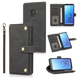 huismerk Voor Samsung Galaxy S9 PU + TPU Horizontale Flip Lederen Case met Houder & Card Slot & Portemonnee & Lanyard (Zwart)