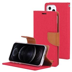 GOOSPERY CANVAS DIARY Canvas Texture Horizontal Flip PU Leather Case with Holder & Card Slots & Wallet For iPhone 13 Pro Max(Red)