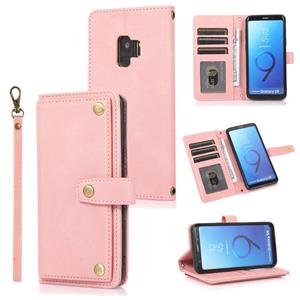 huismerk Voor Samsung Galaxy S9 PU + TPU Horizontale Flip Lederen Case met Houder & Card Slot & Wallet & Lanyard (Pink)