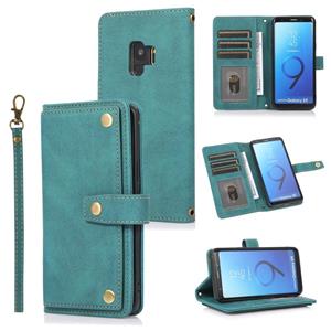 huismerk Voor Samsung Galaxy S9 PU + TPU Horizontale Flip Lederen Case met Houder & Card Slot & Portemonnee & Lanyard (Lake Blue)