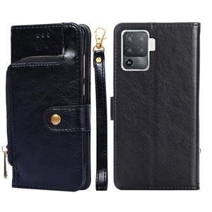 huismerk Voor Oppo A94 / F19 Pro Zipper Bag PU + TPU Horizontale Flip Lederen Case met Houder & Card Slot & Portemonnee & Lanyard (Zwart)