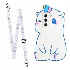 huismerk Voor Samsung Galaxy S22 5G Crossbody Cartoon Silicone Phone Case (Unicorn)