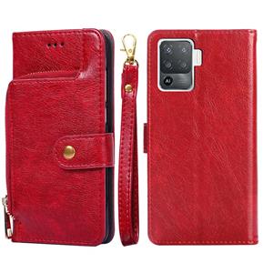 huismerk Voor Oppo A94 / F19 Pro Zipper Bag PU + TPU Horizontale Flip Lederen Case met Houder & Card Slot & Portemonnee & Lanyard