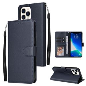 huismerk Multifunctionele horizontale flip lederen tas met drie kaartsleuf & houder & fotolijst en lanyard voor iPhone 13 mini