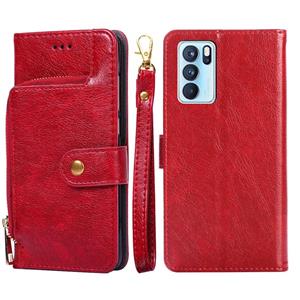 huismerk Voor Oppo Reno6 Pro 5G Zipper Bag PU + TPU Horizontale Flip Leren Case met Houder & Card Slot & Portemonnee & Lanyard