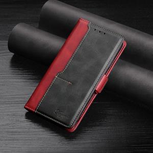 huismerk Retro textuur contrast kleur kant gesp horizontale flip lederen geval met houder & kaart slots & portemonnee voor iPhone XS Max (rood)