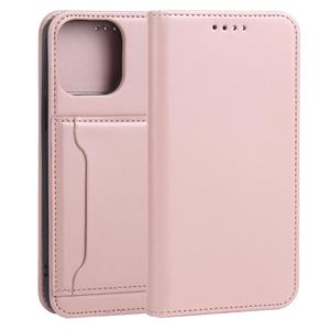 huismerk Sterke magnetismeschokbestendige horizontale flip vloeistof Feel lederen tas met houder & kaart slots & portefeuille voor iphone 13 pro max (rose goud