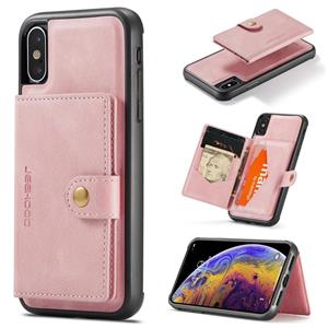 huismerk JEEHOOD Retro Magnetische Afneembare Beschermhoes met Portemonnee & Kaartsleuf & Houder Voor iPhone X / XS (Roze)