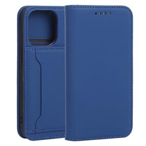 huismerk Sterke Magnetm Schokbestendige Horizontale Flip Vloeistof Voel Lederen Case met Houder & Card Slots & Portemonnee voor iPhone 13 Pro (Blauw)