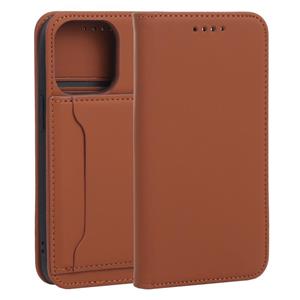 huismerk Sterke Magnetm Schokbestendige Horizontale Flip Vloeistof Voel Leerkast met Houder & Kaart Slots & Portemonnee voor iPhone 13 Pro (Brown)