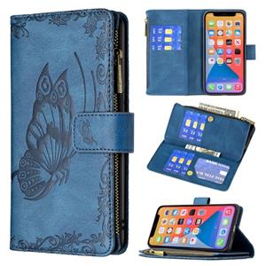 huismerk Vliegende vlinder embossing patroon rits horizontale flip lederen tas met houder & kaart slots & portefeuille voor iphone 13 mini