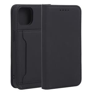 huismerk Sterke Magnetm Schokbestendige Horizontale Flip Liquid Feel Lederen Case met Houder & Card Slots & Portemonnee voor iPhone 13 (Zwart)