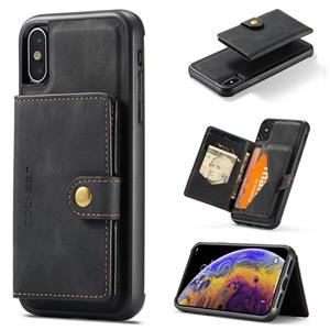 huismerk JEEHOOD Retro Magnetische Afneembare Beschermhoes met Portemonnee & Kaartsleuf & Houder Voor iPhone XS Max(Zwart)