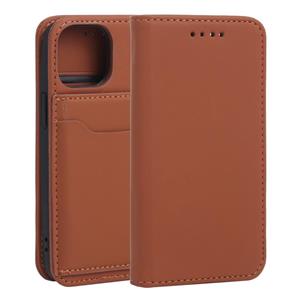 huismerk Sterke Magnetm Schokbestendige Horizontale Flip Vloeistof Feel Lederen Case met Houder & Card Slots & Portemonnee voor iPhone 13 Mini (Brown)