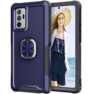 huismerk Voor Samsung Galaxy Note20 Ultra 3 in 1 pc + TPU-telefooncase met ringhouder (marine blauw)