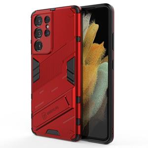 huismerk Voor Samsung Galaxy S21 Ultra 5G Punk Armor 2 in 1 PC + TPU Shockproof Case met onzichtbare houder (rood)