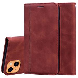 huismerk Frosted Business Magnetic Horizontal Flip PU Lederen Case met Houder & Card Slot & Lanyard voor iPhone 13 (Brown)