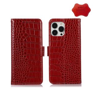 huismerk Crocodile Top Layer Cowhide Leather Telefoon Case voor iPhone 13 Pro