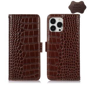 huismerk Crocodile Top Layer Cowhide Lederen Telefoonhoesje voor iPhone 13 Pro (Brown)