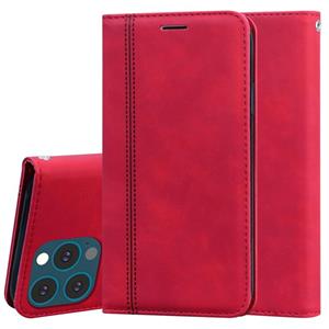 huismerk Frosted Business magnetische horizontale flip PU lederen geval met houder en kaartsleuf en lanyard voor iPhone 13 Pro Max (rood)