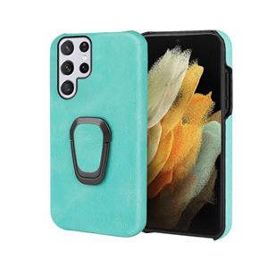 huismerk Ringhouder PU-telefooncase voor Samsung Galaxy S22 Ultra 5G (Mint Green)