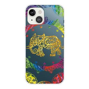 huismerk Gradient Kant Transparante TPU Telefoonhoes voor iPhone 13 (Gold Elephant)