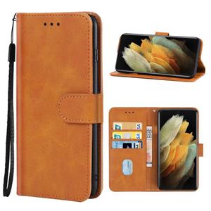 huismerk Lederen telefoonhoesje voor Samsung Galaxy S21 Ultra 5G (Brown)