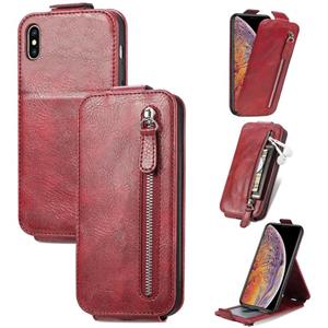 huismerk Zipper Wallet Vertical Flip Leather Phone Case voor iPhone XS Max