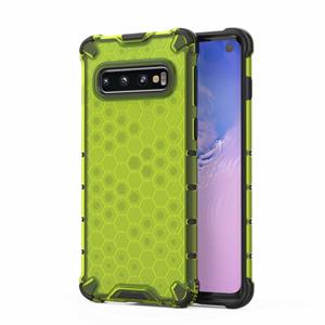 huismerk Honingraat schokbestendig PC + TPU Case voor Galaxy S10 (groen)