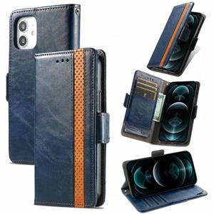 huismerk CaseNeo Business Splicing Dual Magnetic Buckle Horizontale Flip PU Lederen Hoesje met houder & kaart slots &portemonnee voor iPhone 13 (blauw)