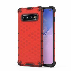 huismerk Honingraat schokbestendig PC + TPU Case voor Galaxy S10 (rood)