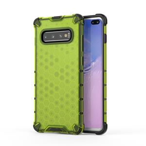 huismerk Honingraat schokbestendig PC + TPU Case voor Galaxy S10 PLUS (groen)