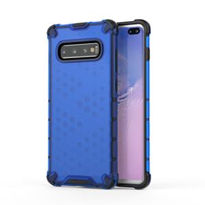 huismerk Honingraat schokbestendig PC + TPU Case voor Galaxy S10 PLUS (blauw)